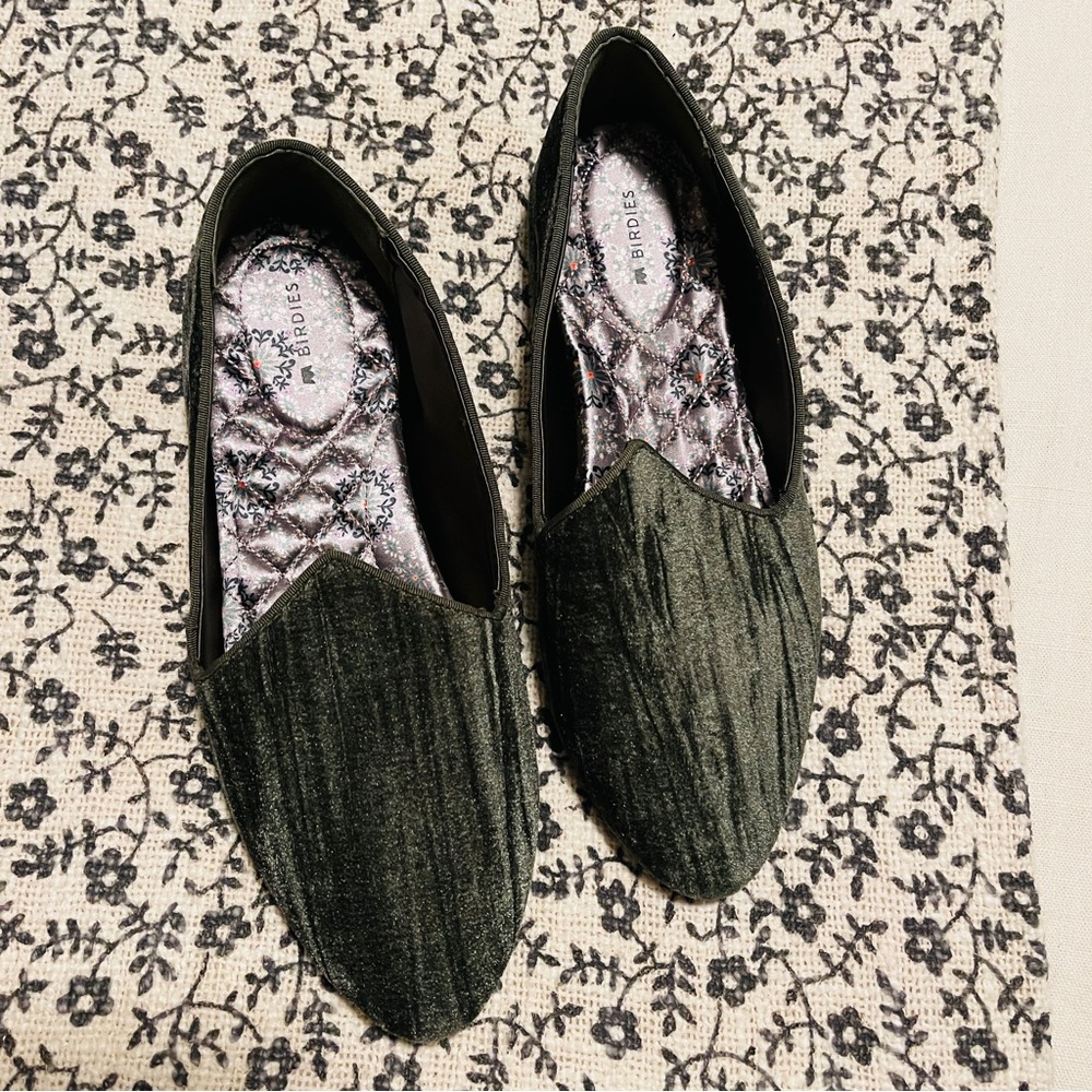 NWT Birdies The Heron - Olive Crushed Velvet